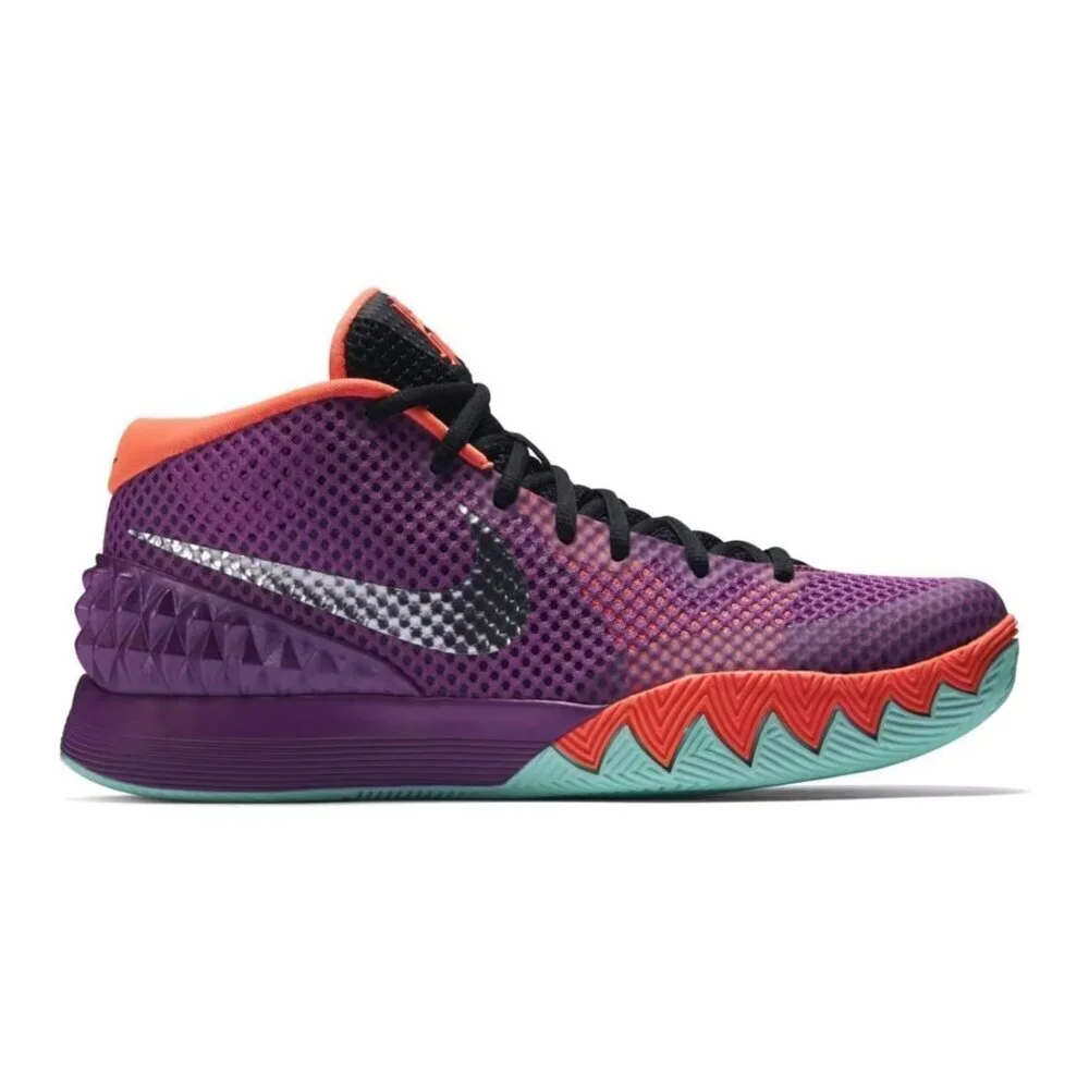 Nike Kyrie Irving 1 ‘Easter’ 2015 Youth GS High Top Sneakers, Purple/Orange, 6Y